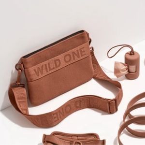 Wild one dog walking crossbody bag in terracotta